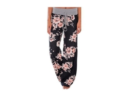 2026-pantalones Anchos De Descanso Con Estampado Floral Elástico Y Cordón Ajustable Para Mujer L Black2