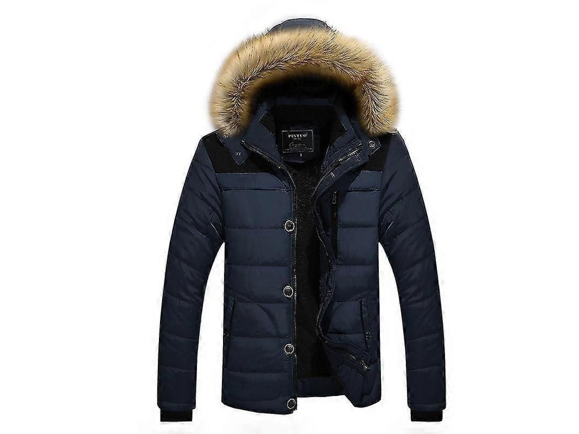 Chaqueta De Invierno Para Hombre Abrigada Con Capucha De Pelo Talla 3xl Azul Marino 3xl Armada