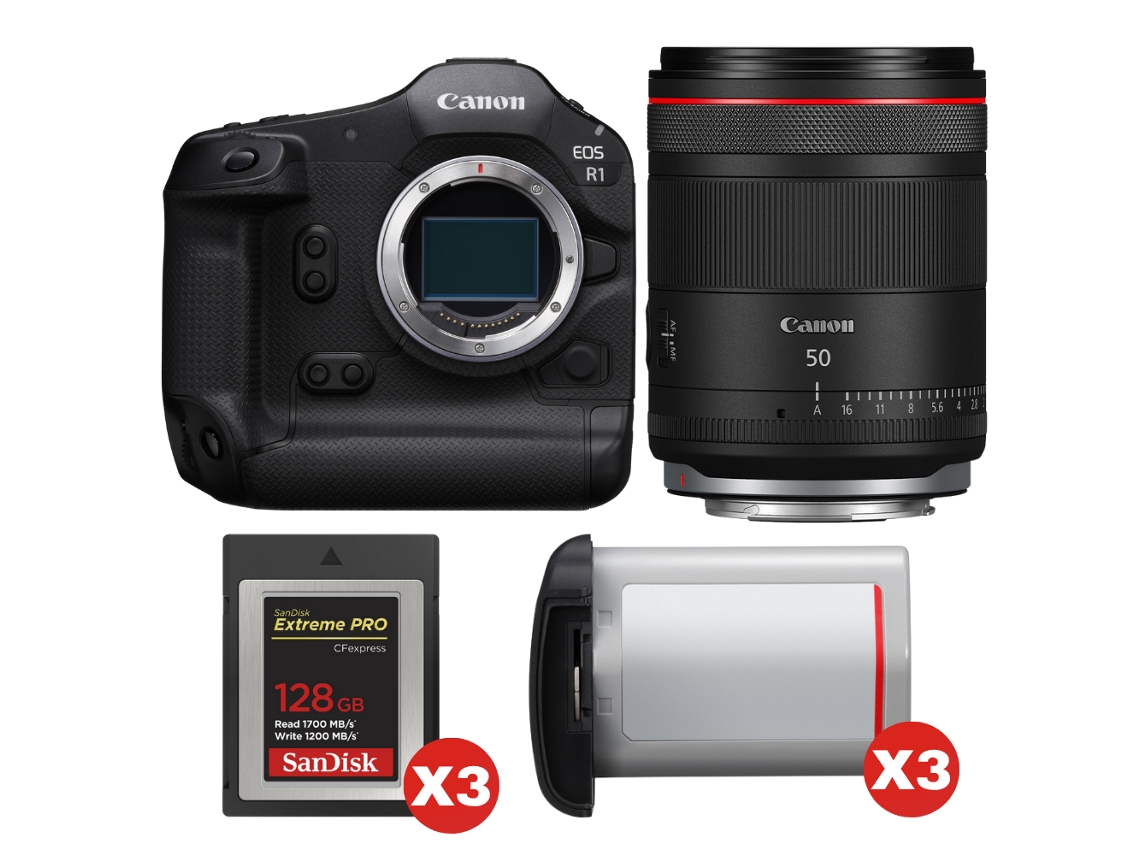 Canon Eos R1 + Rf 50mm F/1.4 L Vcm + 3 Sandisk 128gb Extreme Pro Cfexpress Type B + 3 Canon Lp-e19 + Ebook “20 Consejos Para Fotos Que Impactan”