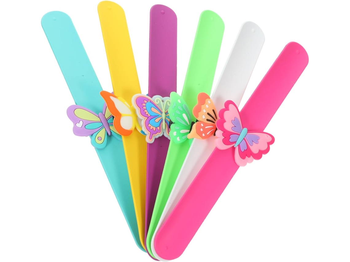 Juego de 6 pulseras de silicona para niños y niñas, ideales para fiestas y cumpleaños.