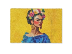 Felpudo Frida Kahlo - Mujer - Amarillo - Azul - Flores 90x60