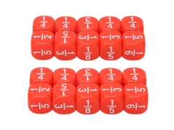 20 Dados De Fracciones Para Uso En El Aula, Plástico, 6 Caras, Accesorios De Juego, Práctica De Matemáticas De Mesa Para Niños, Rojo