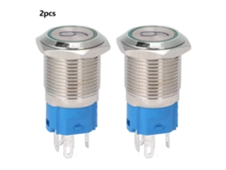 2 Botones De Presión De Cabeza Plana 16mm Auto-resetables Con Luz '6' '9' 3-6vdc Verde