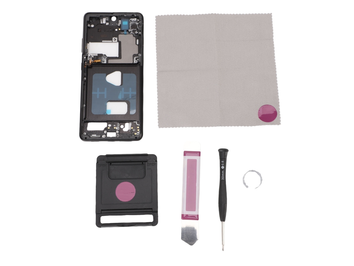 Marco Medio De Metal Para Galaxy S21 Ultra 5g Con Kit De Herramientas, Color Negro, Para Reemplazo De La Bordes Del Teléfono