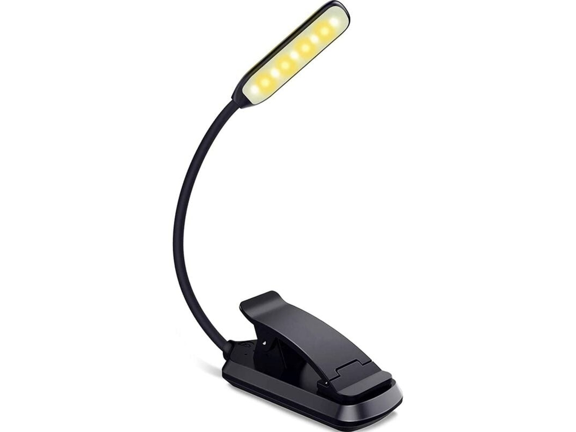 Luz de lectura recargable, actualización con 3 opciones de color de iluminación, brillo regulable sin escalonamientos para lectura nocturna mientras viajas.