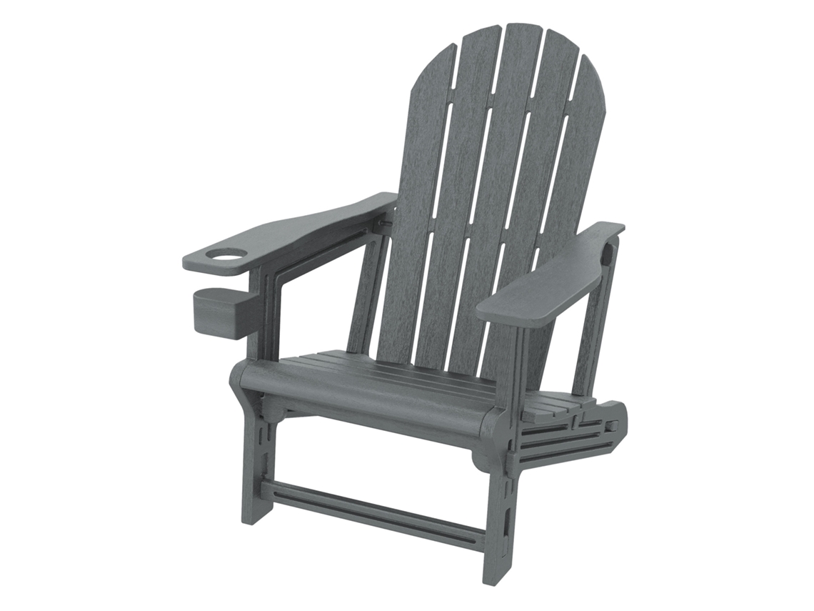 Silla Adironack Ml-design Con Portavasos, Gris, Plástico Con Aspecto De Madera