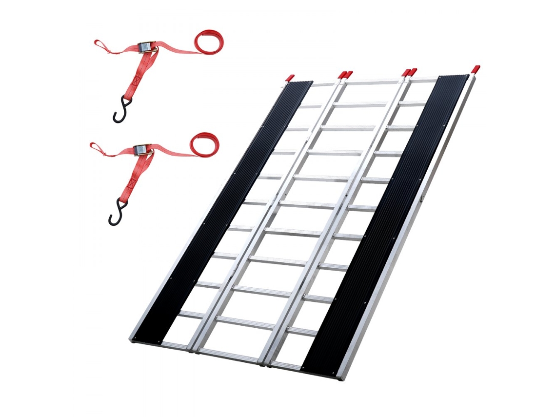 Rampa Plegable de Aluminio para Vehículos hasta 680kg con Bandas Antideslizantes Tekmaquinas