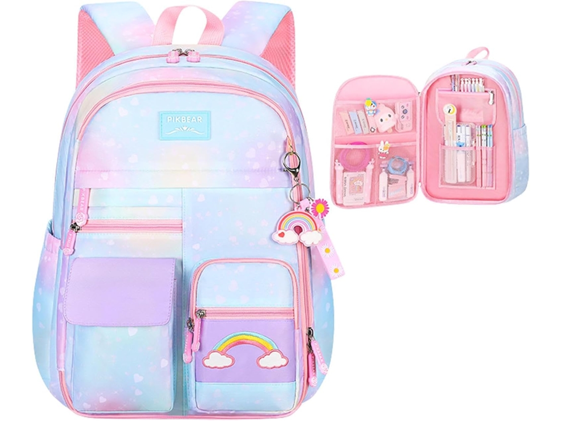 Mochila Arco- Íris, Para Meninas| Escolar Leve-|- Fofa,, Livros Ensino Fundamental E Médio
