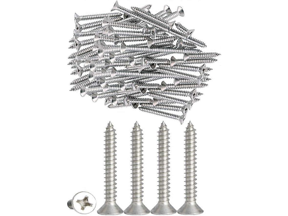 100 Tornillos Autoperforantes M4 X 30mm De Acero Inoxidable 316 Cabeza Plana Phillips Para Madera Y Diy