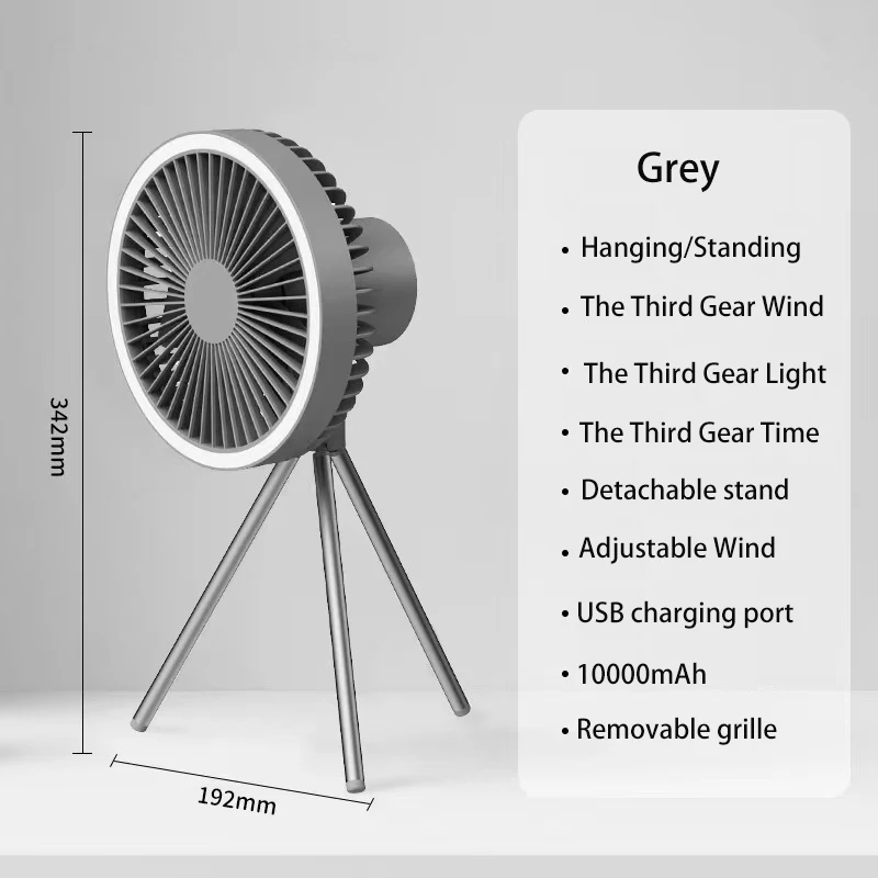 Ventilador De Escritorio Recargable (gris Claro) Ventilador De Escritorio Multifuncional Eléctrico Usb Con Trípode