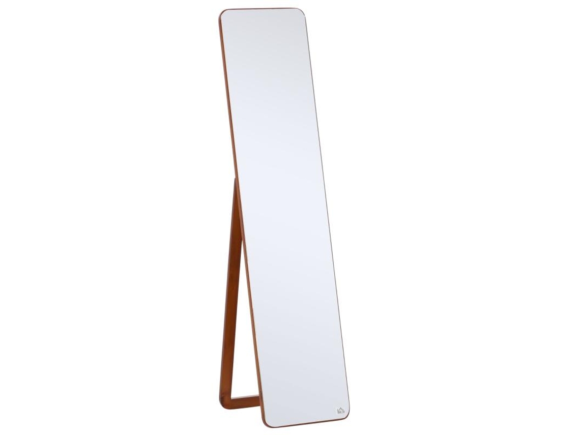 Espejo de cuerpo entero de 37 x 160 cm, para colocar de pie o en la pared, elegante diseño rectangular, color nogal claro. Bga Store