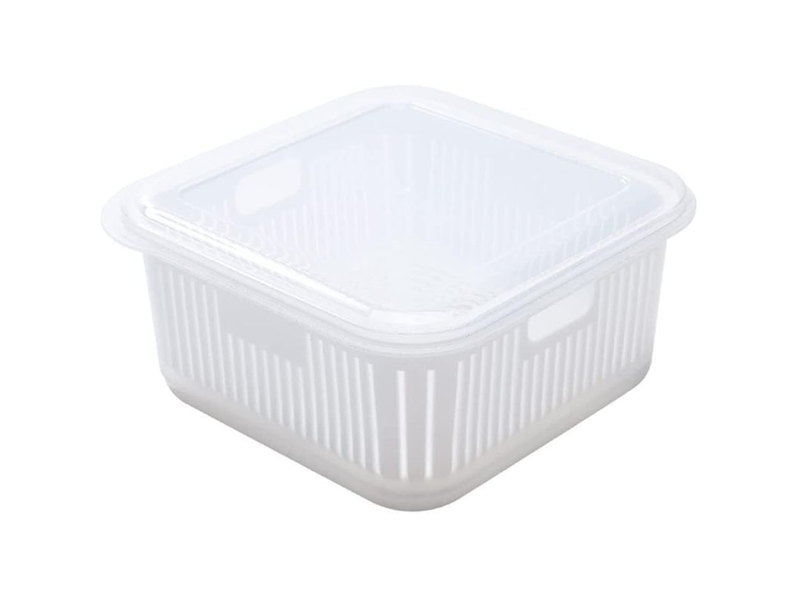 Caja de almacenamiento de alimentos Rebe con cestas de drenaje, doble tapa, para refrigerador, frutas y verduras, fabricada en polipropileno resistente a la corrosión.