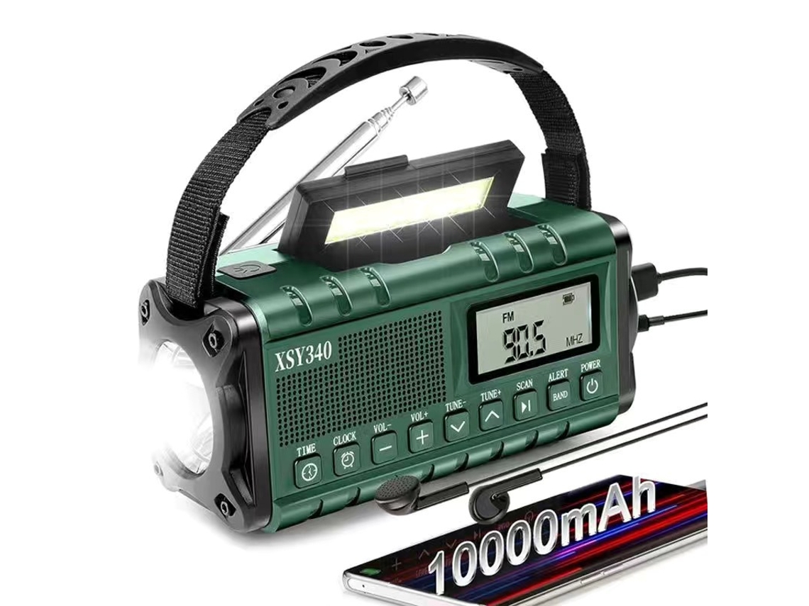 Radio De Emergencia Portátil Mdug, Sos, Con Luz De Lectura Y Batería Recargable De 10000 Mah, Resistente Al Agua (verde)
