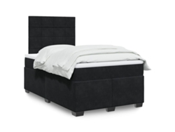 Cama Box Spring Con Colchón Terciopelo Negro 120x200 Cm