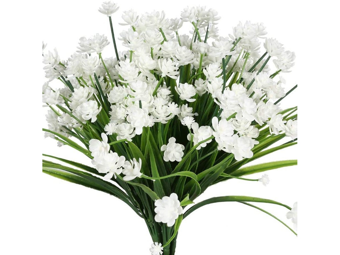 5 ramos de flores artificiales "Té de primavera", plantas artificiales - Blanco