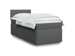 Cama Box Spring Con Colchón Tela Gris Oscuro 80x200 Cm