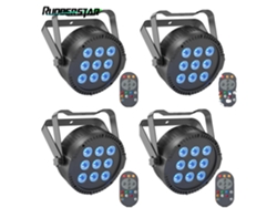 Iluminación de escenario RGBW, 54 W de potencia, 9 LED, 4 unidades, enchufe UE OEM
