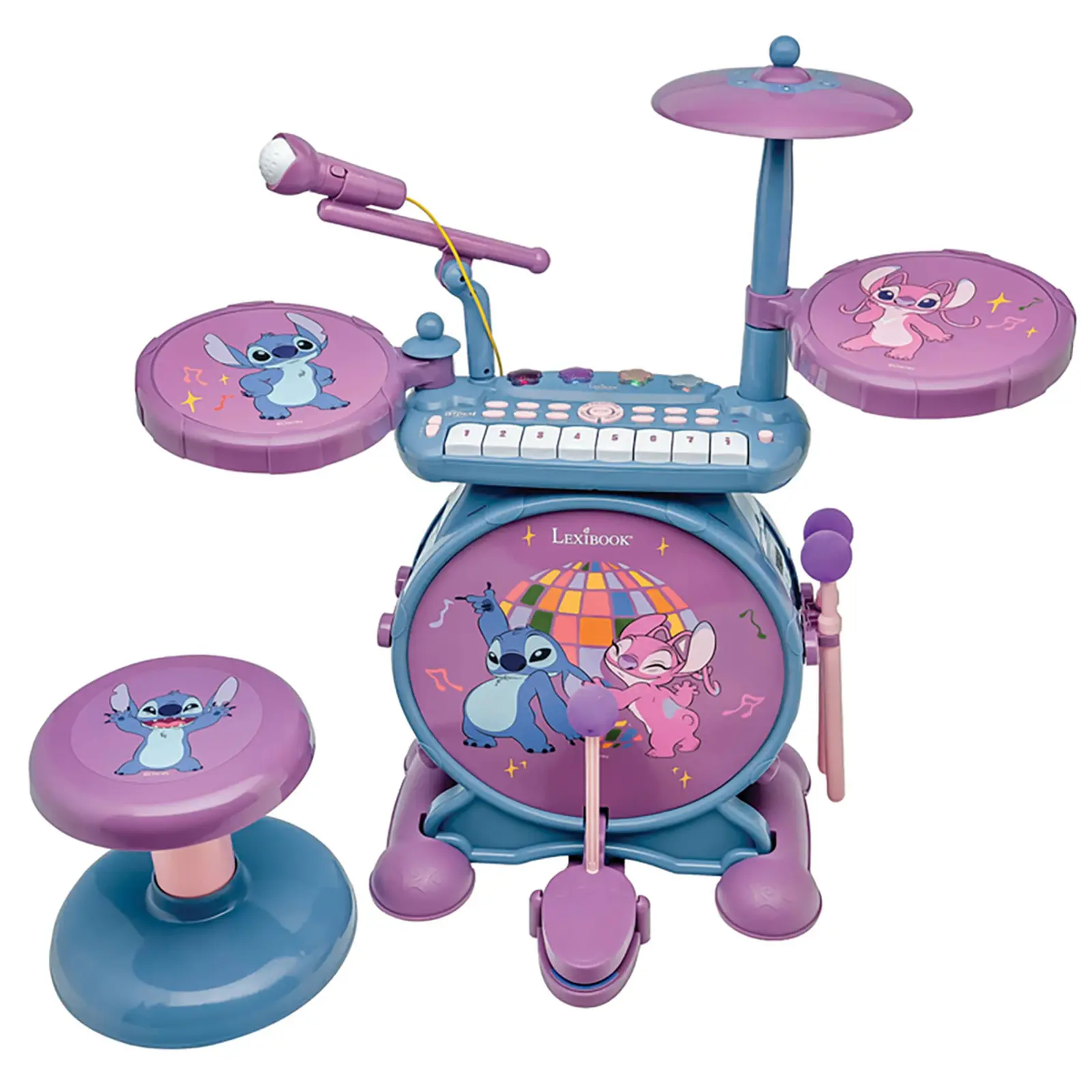 Disney Stitch Komplett-schlagzeug Mit Leuchteffekten Und Sitz