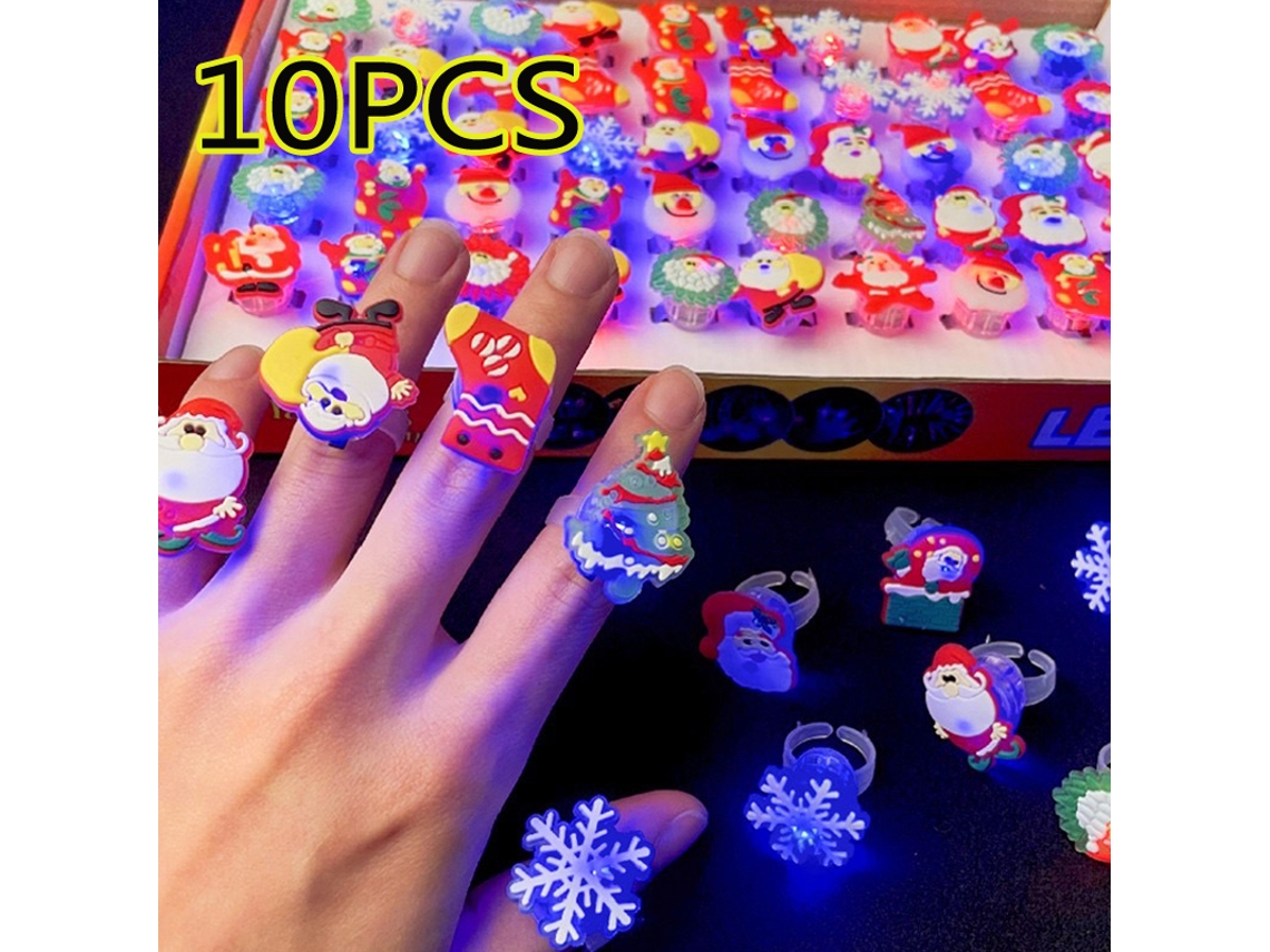 10 anillos luminosos de Halloween, pulseras brillantes de calabaza, fantasma, muñeco de nieve, regalo para niños, Navidad y fiesta Viewleaf