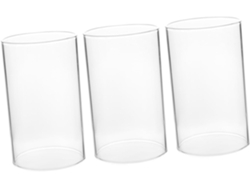 Juego de 3 cubiertas para velas de vidrio transparente resistentes al viento, 6 x 15 cm, pantalla cilíndrica Re Gokoco