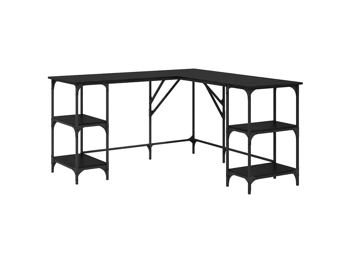 Mesa | Escritorio Roble negro 139 x 139 x 75 cm Madera procesada