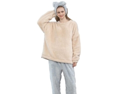 2026-conjunto De Pijamas De Pelo De Coral Para Mujer, Suave Y Cálido, Bajo Hombros Y Cintura Elástica, Para Dormir Y Relax En Invierno