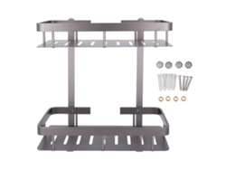 Estantería De Baño De Dos Niveles De Aleación De Aluminio, Para Montaje En Pared Con Bordes Protectores.