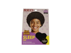 Gorro de dormir infantil de satén, negro, beso rojo