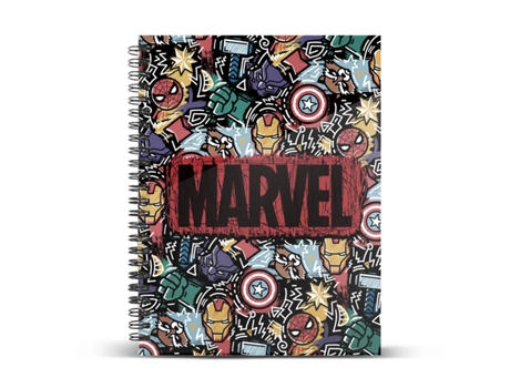 Los Vengadores Fun Cuaderno A4 Papel Cuadriculado, Negro