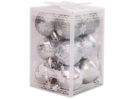 Bolas de adorno para árbol de Navidad-Bola de Navidad decorada, plateada