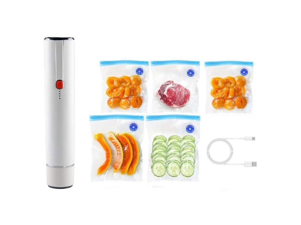 Selladora al vacío portátil con 5 bolsas reutilizables para conservas de alimentos. Nostalgia88