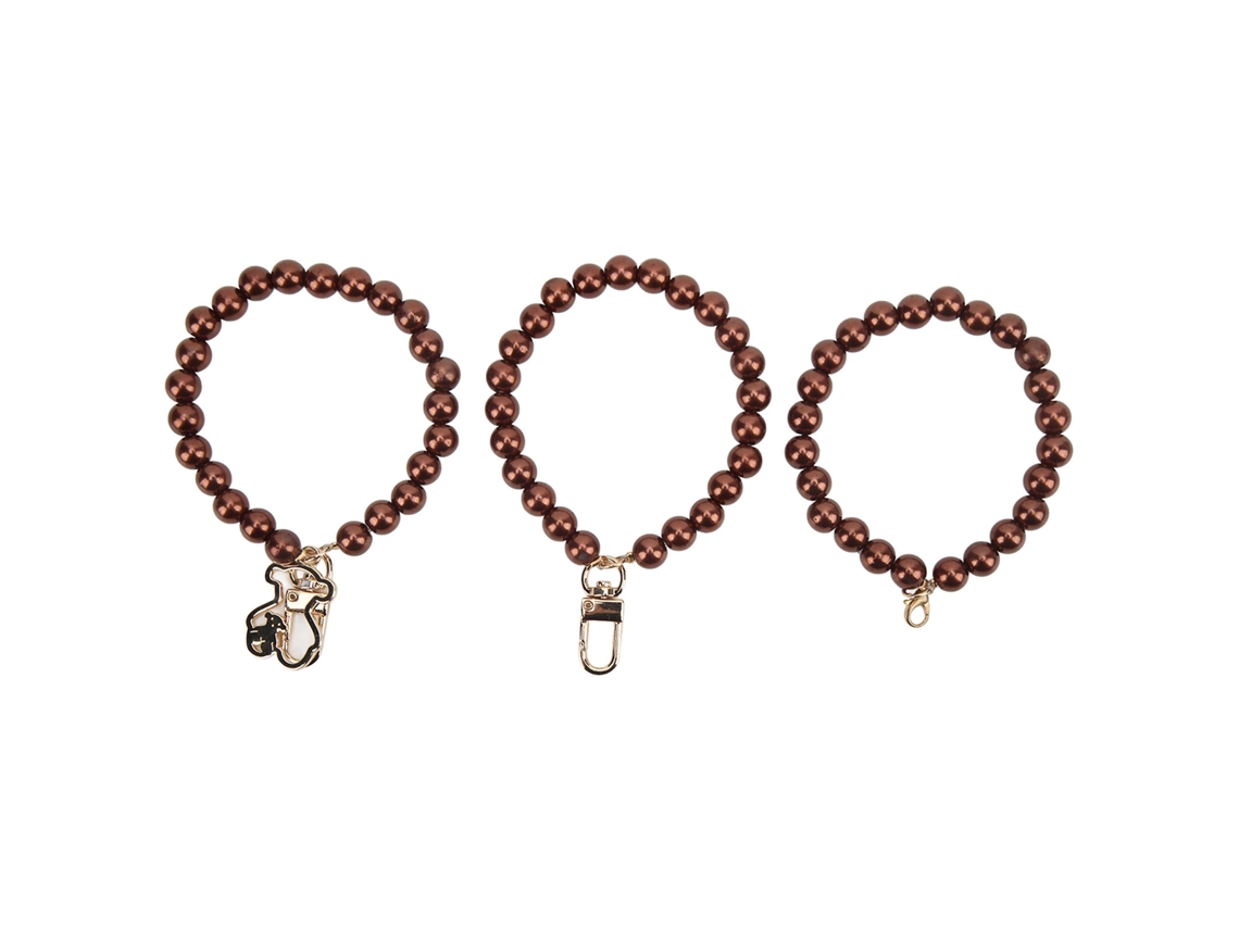 Pulsera De Perlas De 10 Mm, 3 Estilos, Colgante De Oso, Cierre De Cabeza De Camarón, Para Bolso O Funda De Teléfono Móvil.