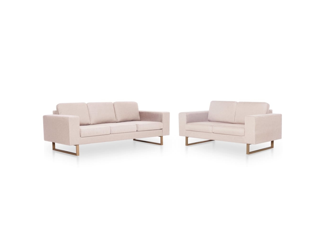 Maison Exclusive - Conjunto De Sofás 2 Piezas Tela Color Crema