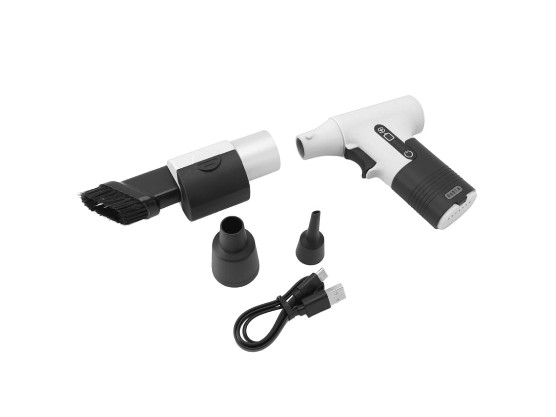 Plumero de aire eléctrico con doble función, 120.000 rpm, 3000 mAh, 3 velocidades ajustables, 2 boquillas, inalámbrico para computadora.