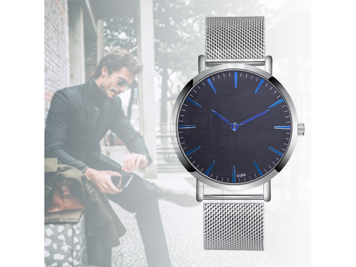 Reloj De Cuarzo Para Hombre Con Correa De Malla De Acero Estilo Casual Zhoulianfa Plata