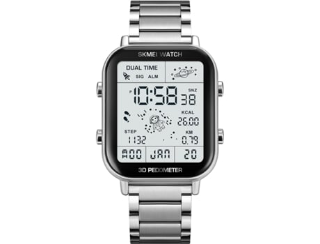 VEANXIN Reloj digital para hombre Reloj de pulsera deportivo Podómetro de acero inoxidable Calorías Reloj de pulsera impermeable para hombre-Marrón