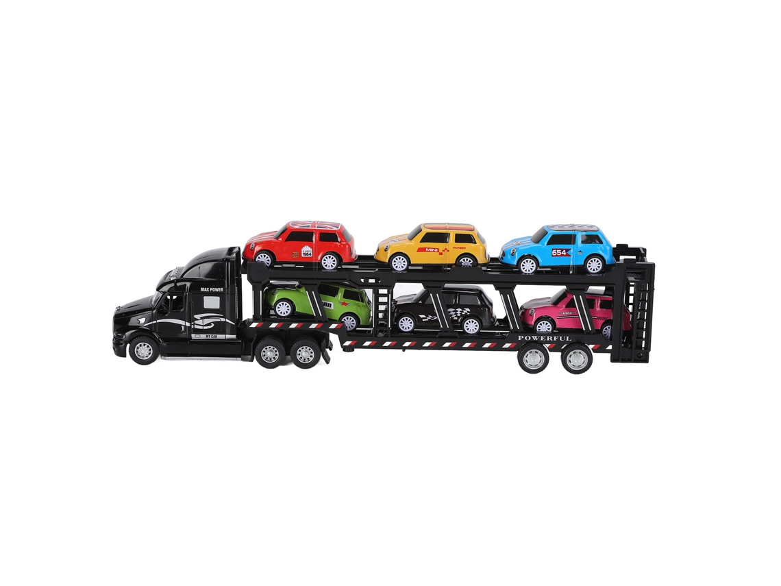 Brinquedo Caminhão Transportador De Liga Detachável 6 Carros Para Crianças 3+ Anos Preto