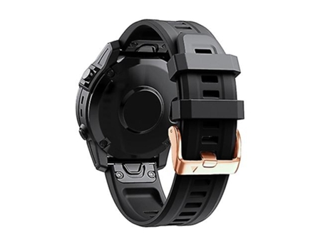 Correa para Garmin Fenix 5S Plus 20 mm Correa de reloj negra de silicona con hebilla de oro rosa VENISYMLIS