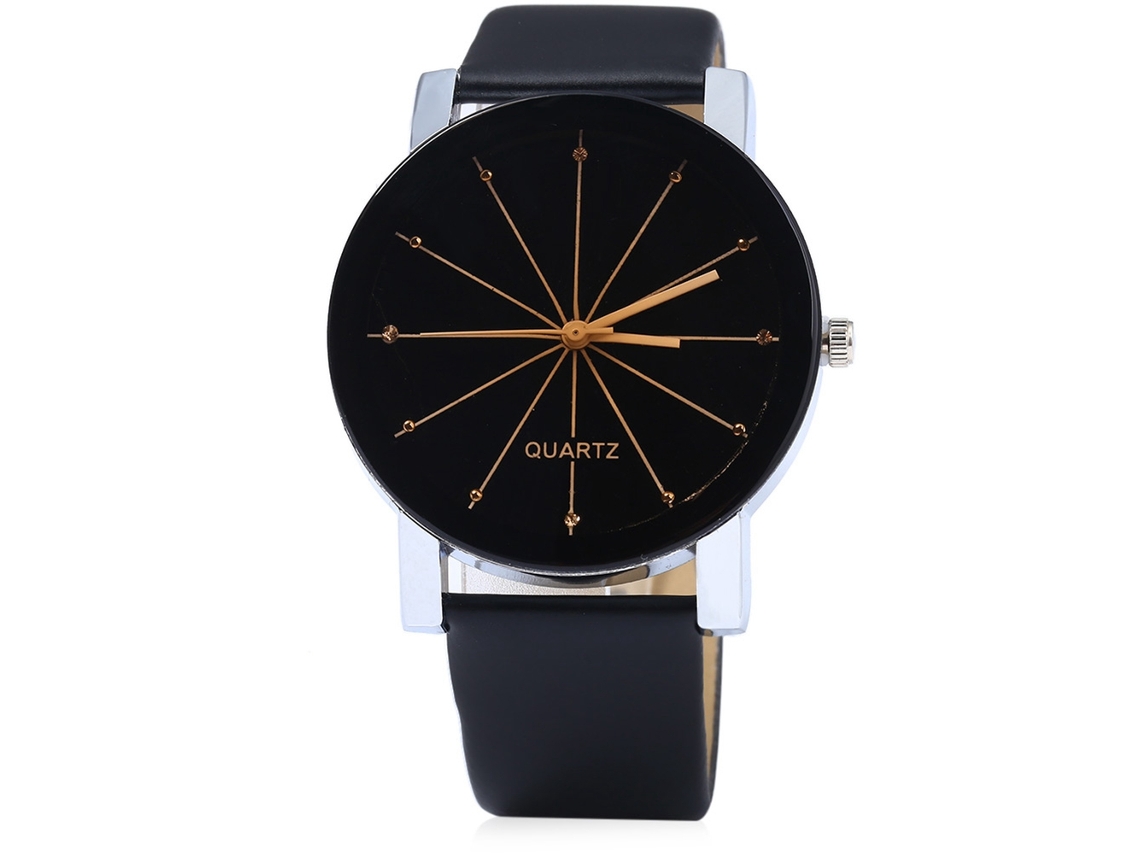 Reloj De Cuarzo Con Una Sencilla Y Elegante Correa De Cuero En Blanco Y Negro Para Enamorados.