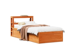 Estructura Cama Con Cabecero Madera Pino Marrón Cera 75x190 Cm