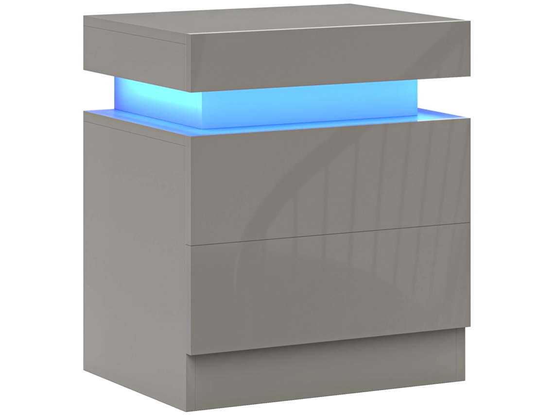 Mesa de Cabeceira com Luz Led, 45x35x52 Cm, Cinzento ZENCORE SERVICES