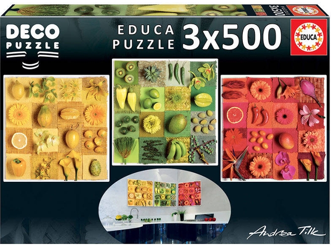 Puzzle EDUCA BORRAS Frutas y Flores Exóticas (500x3 Piezas)