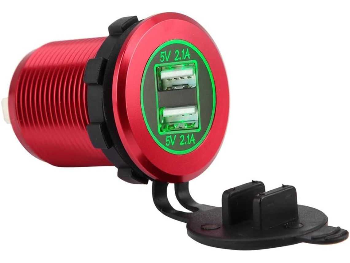 Adaptador De Cargador Para Coche Con Doble Puerto Usb De 4,2 A Y Toma De Corriente Impermeable.