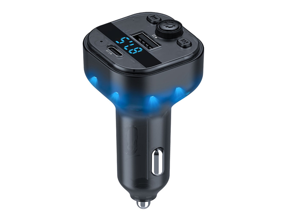 Transmisor de FM YIZHOOD C1 Bluetooth Audio Reproductor de MP3 para coche Radio automática Manos libres tipo C USB 3.1A Cargador rápido negro