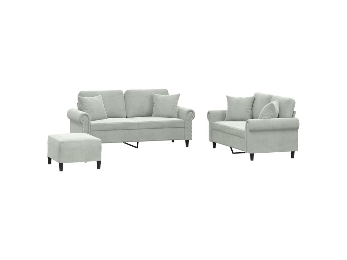 Maison Exclusive - Juego De Sofás Con Cojines 3 Piezas Terciopelo Gris Claro