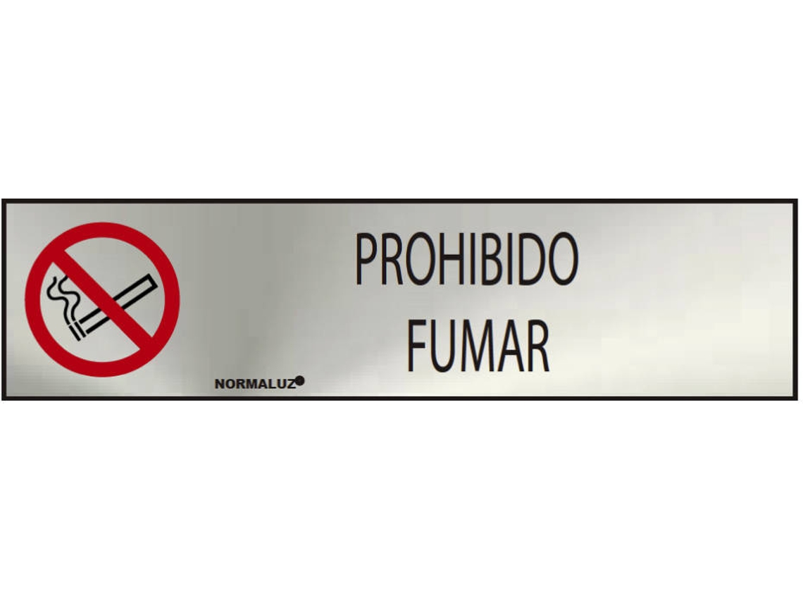 Etiqueta Informativa NORMALUZ "No Fumar" (Adhesivo Inox 0,8Mm) 5X20Cm