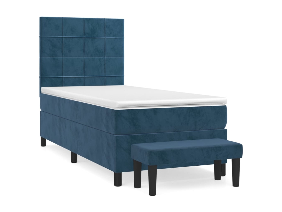 Maison Exclusive - Cama Box Spring Con Colchón Terciopelo Azul Oscuro 80x200 Cm