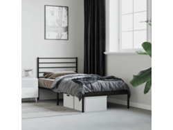 Estructura Cama Sin Colchón Con Cabecero Metal Negro 90x200 Cm