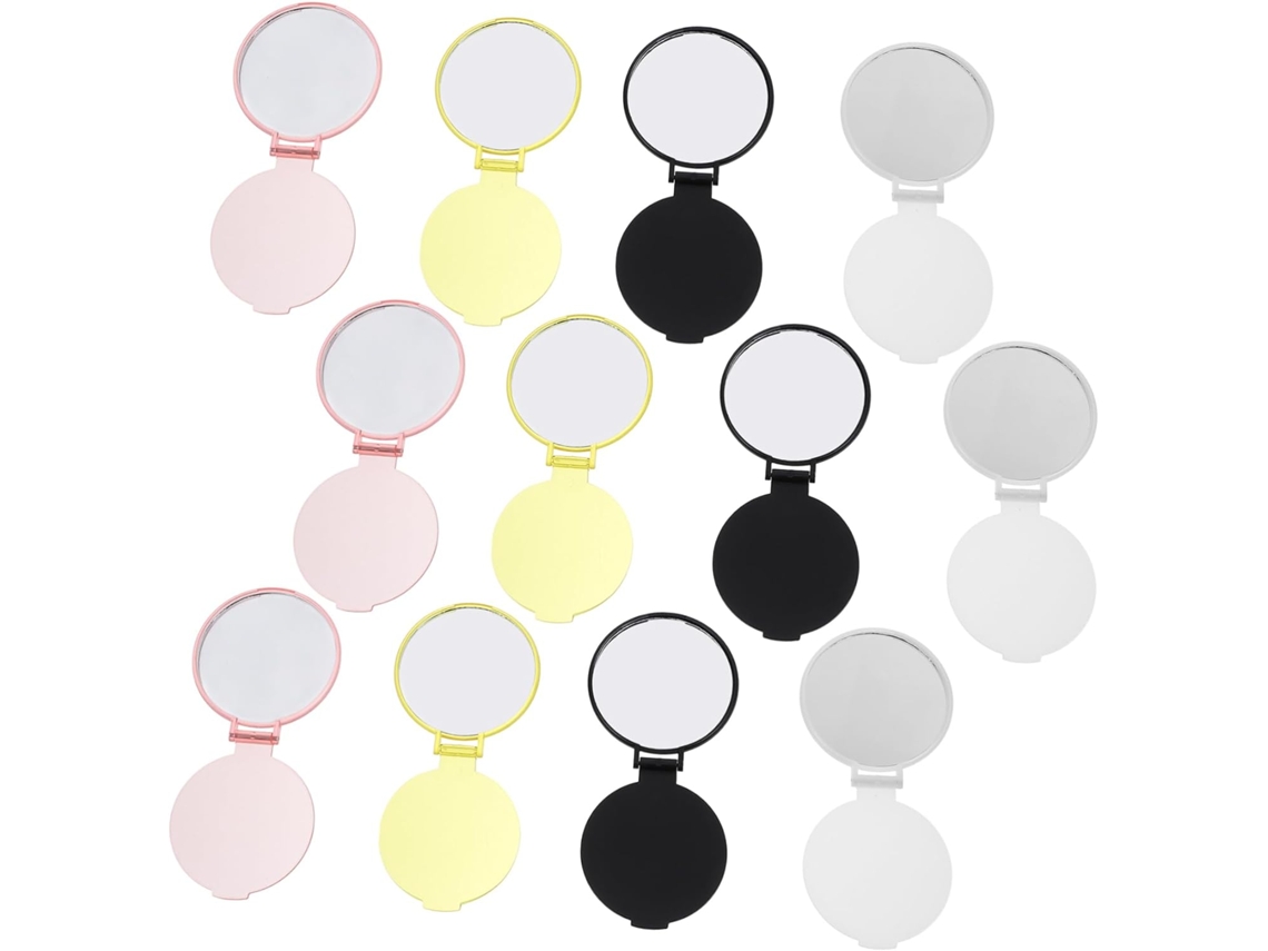 Juego de 12 espejos de maquillaje miniatura redondos, portátiles y plegables.