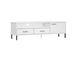 Mueble para TV Maison Exclusive con patas metálicas, madera maciza de pino, color blanco Oslo.